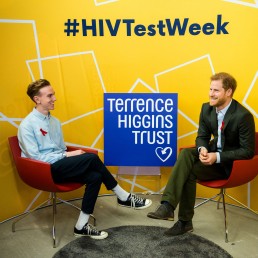 Prince Harry visits the THT pop-up in Hackney for HIV Testing Week