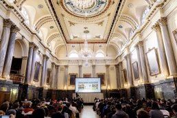 Academic conference photographer covering the BMVC 2025 at Cutlers' Hall, Sheffield. Marc Pollefeys delivering a keynote