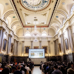 Academic conference photographer covering the BMVC 2025 at Cutlers' Hall, Sheffield. Marc Pollefeys delivering a keynote
